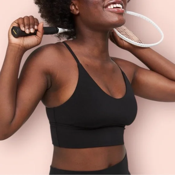 OFFLINE by Aerie True Black Real Me Lace Up Back Sports Bra - Picture 2 of 9